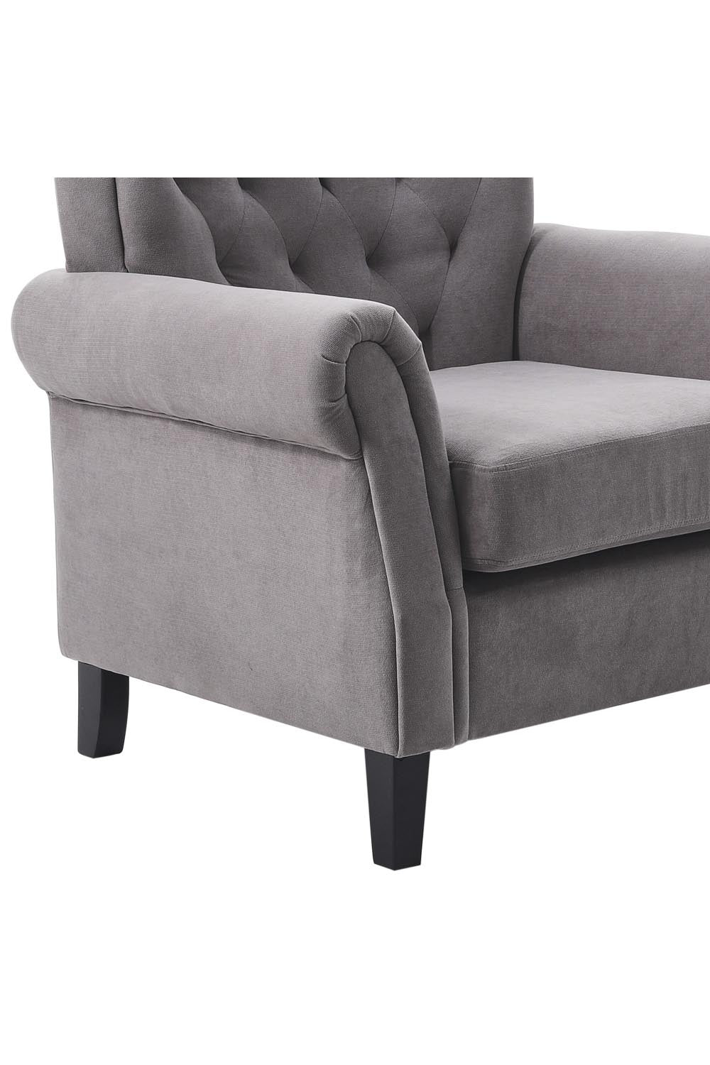 New Tufted Upholstered Wingback Armchair Grey