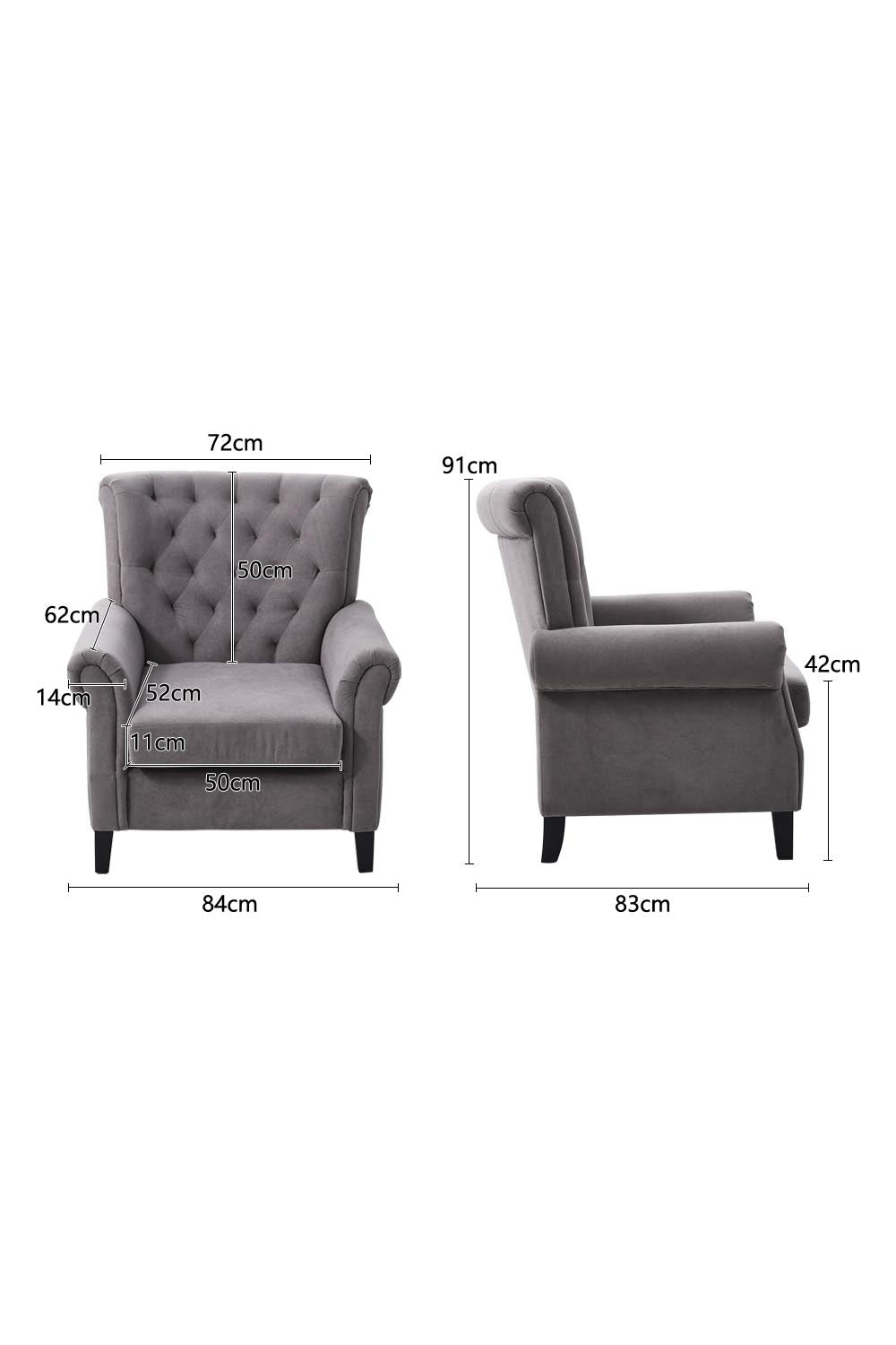 New Tufted Upholstered Wingback Armchair Grey