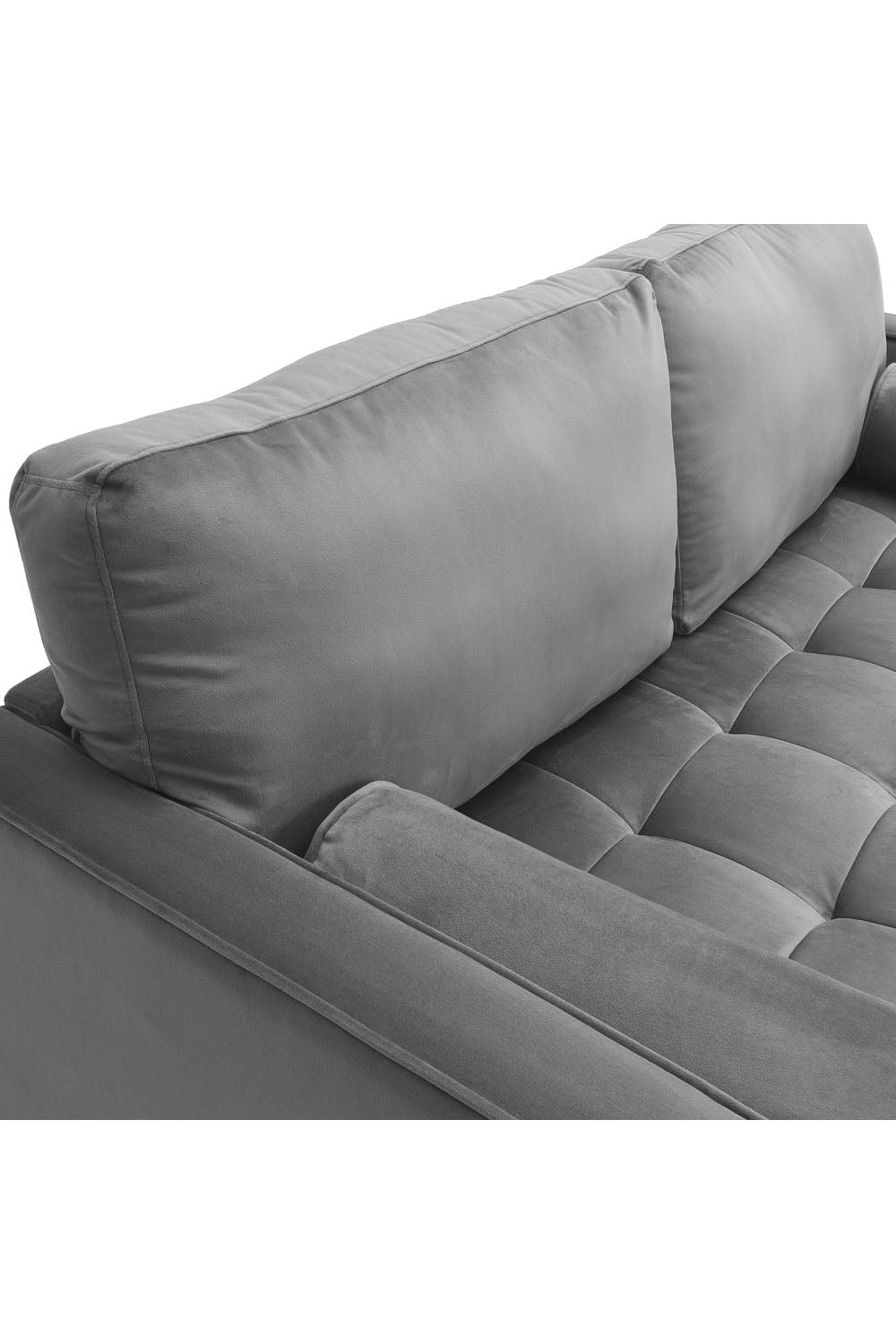 NEW Grey 2-Seat Velvet Sofa with Bolster Pillows