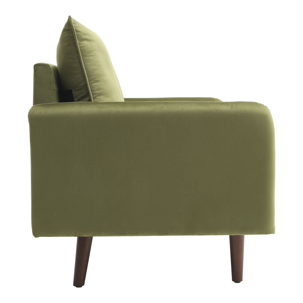 Green 2-Seater Velvet Upholstered Sofa for Living Room