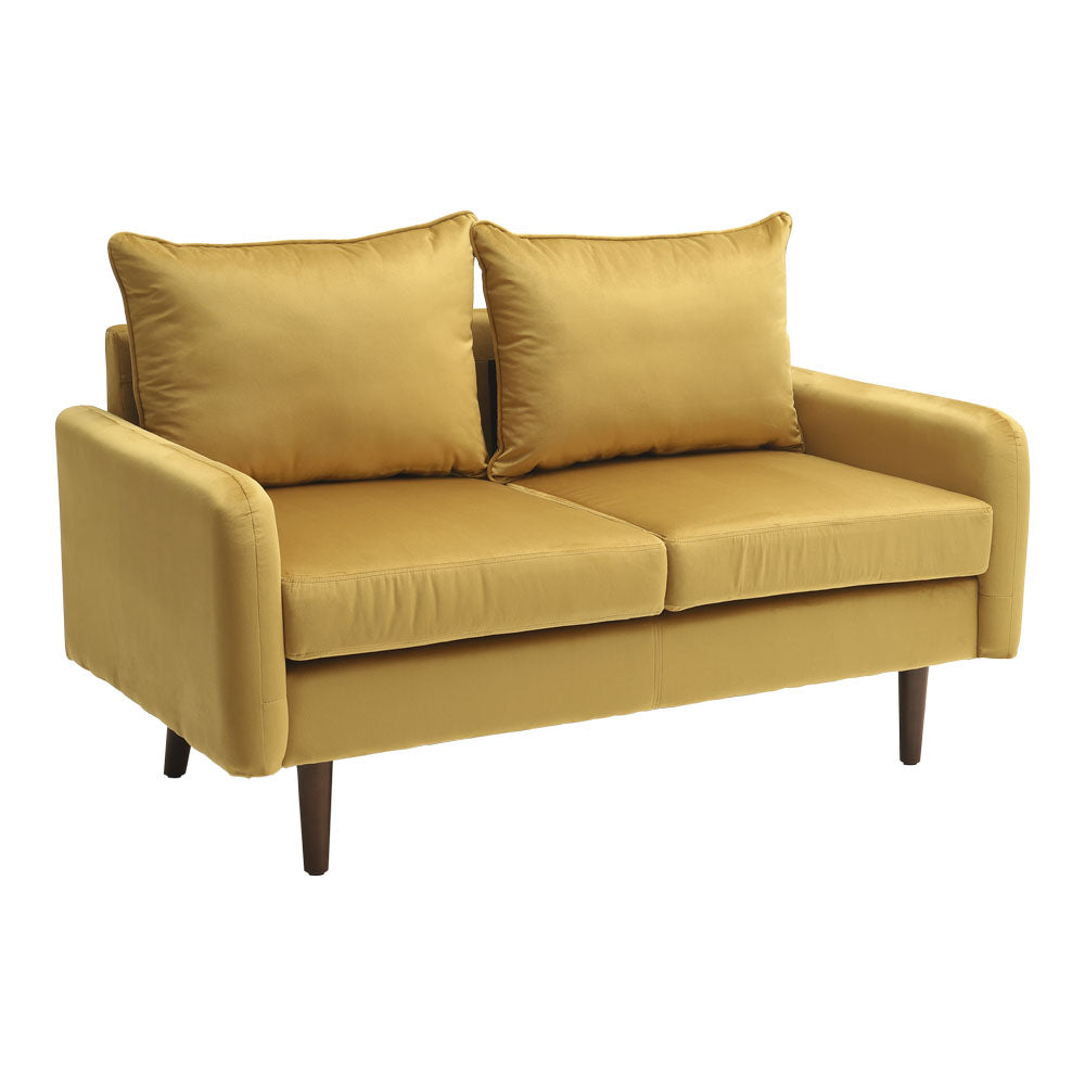 Yellow 2-Seat Velvet Upholstered Sofa for Living Room