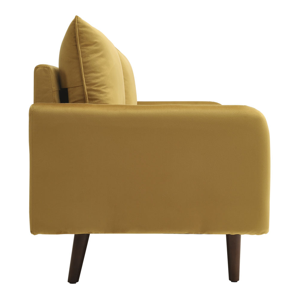 Yellow 2-Seat Velvet Upholstered Sofa for Living Room