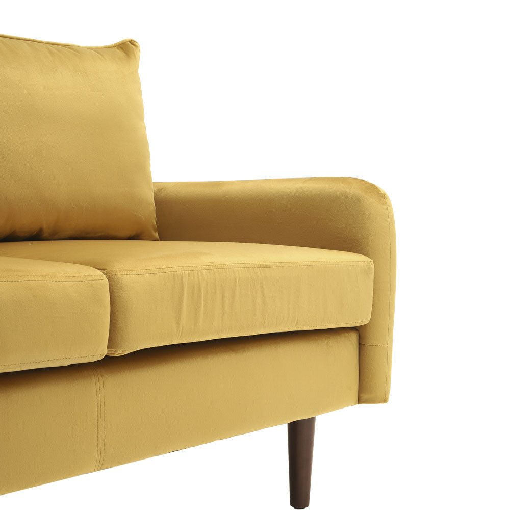 Yellow 2-Seat Velvet Upholstered Sofa for Living Room