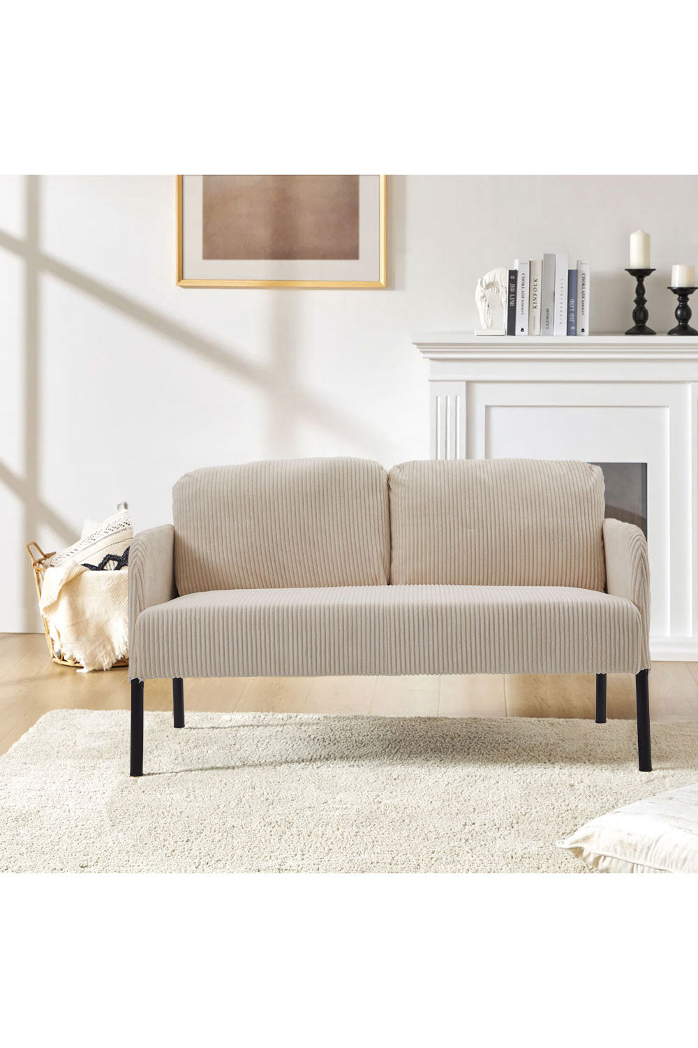 New 2-Seat Off-White Corduroy Sofa