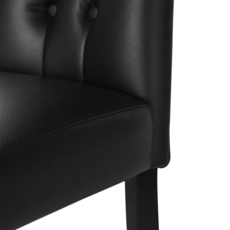 New Black Leather High Backrest Dining Chairs 1PC