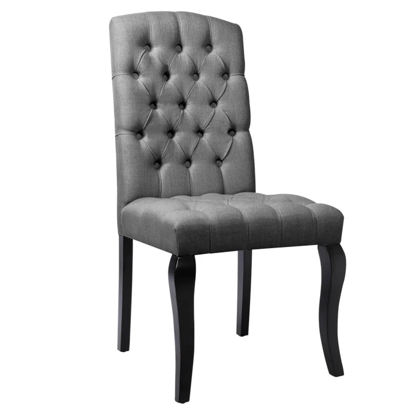 Tufted Linen Upholstered Side Chair for Living Dining Room 1PC