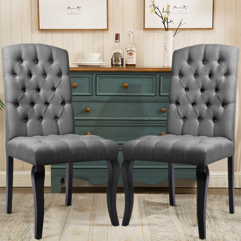 Tufted Linen Upholstered Side Chair for Living Dining Room 1PC