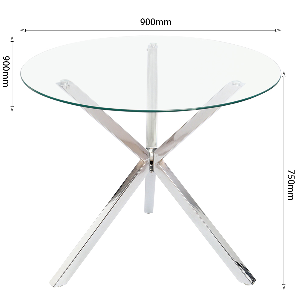 New Dining Table Round Tempered Glass Dining Table