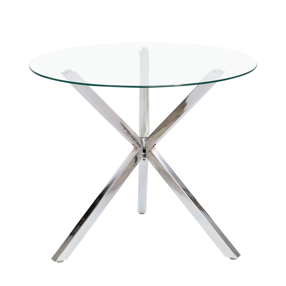 New Dining Table Round Tempered Glass Dining Table