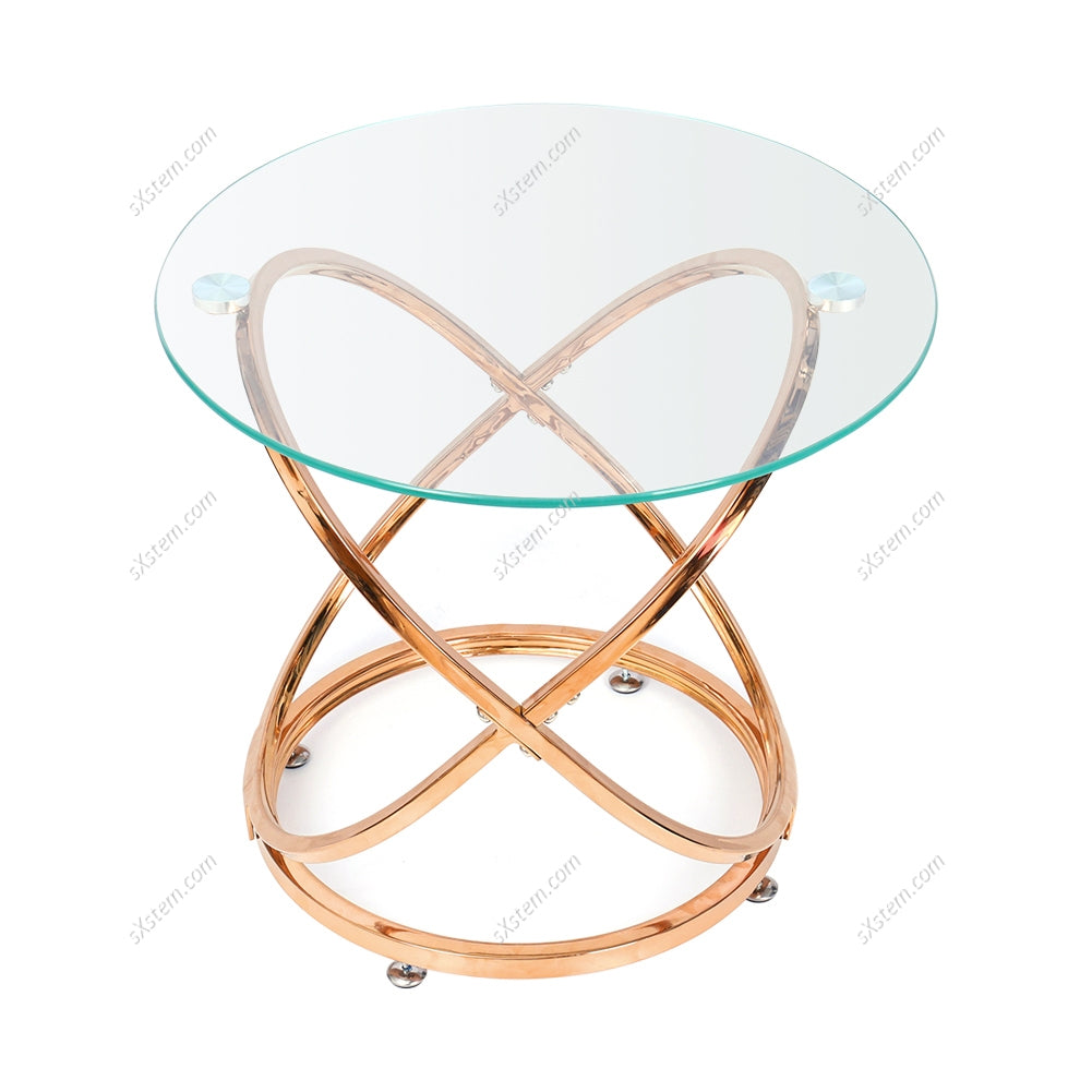 Glass End Table Round Side Table Dia 52cm