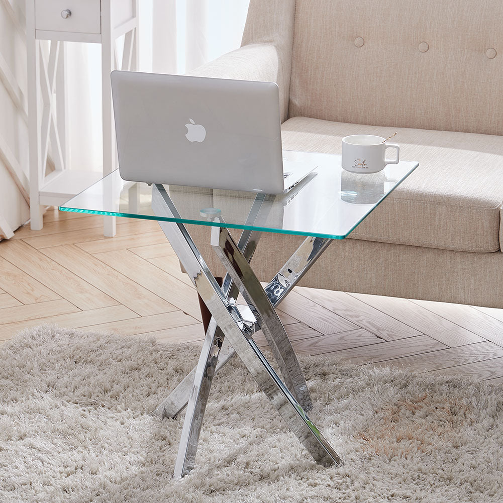 Modern and Futuristic Clear Glass Top Coffee End Table