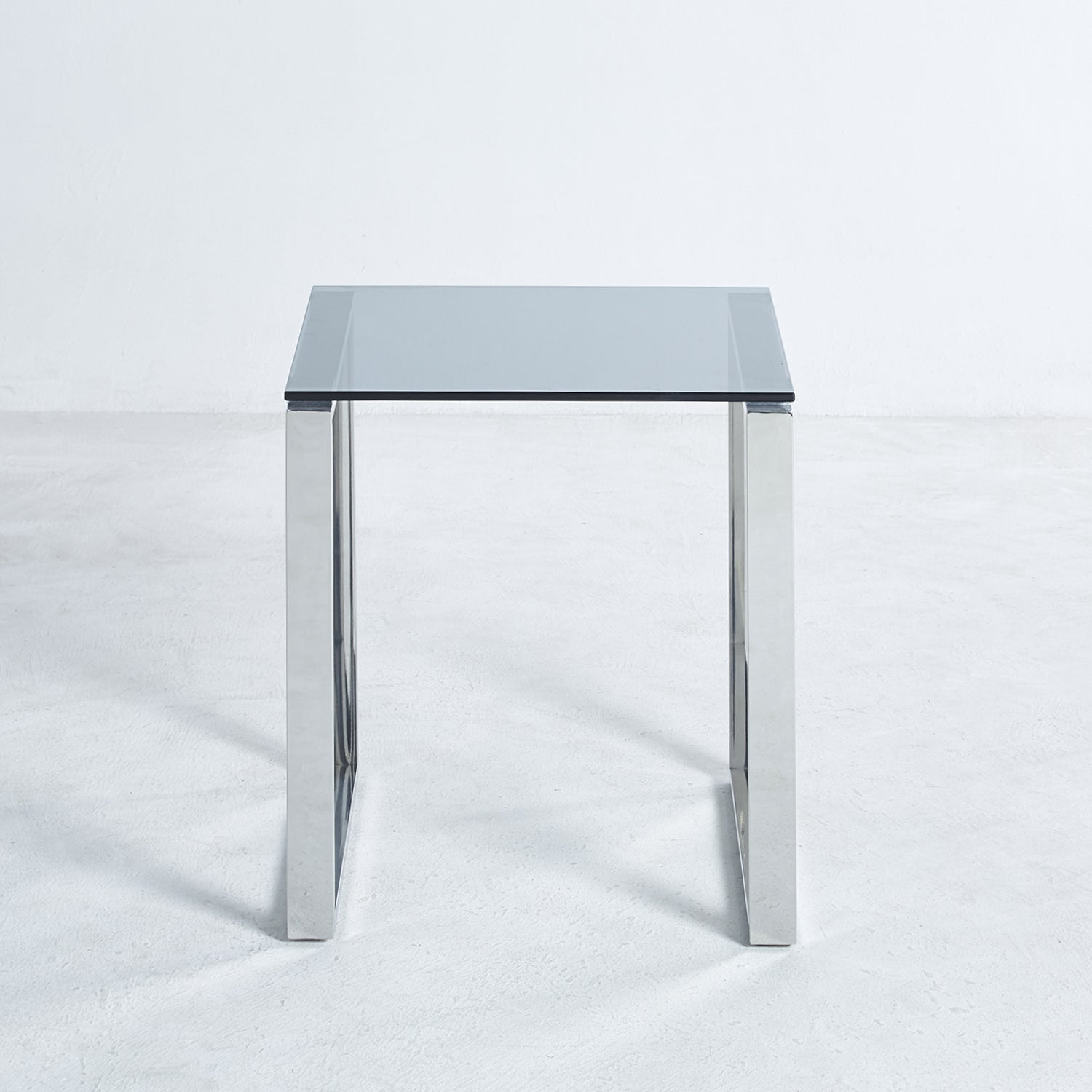 Modern Glass Square Accent Table with Metal Base