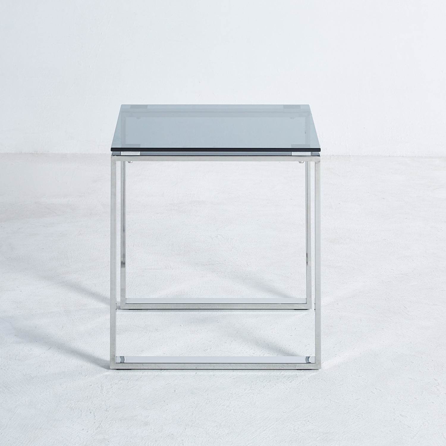 Modern Glass Square Accent Table with Metal Base