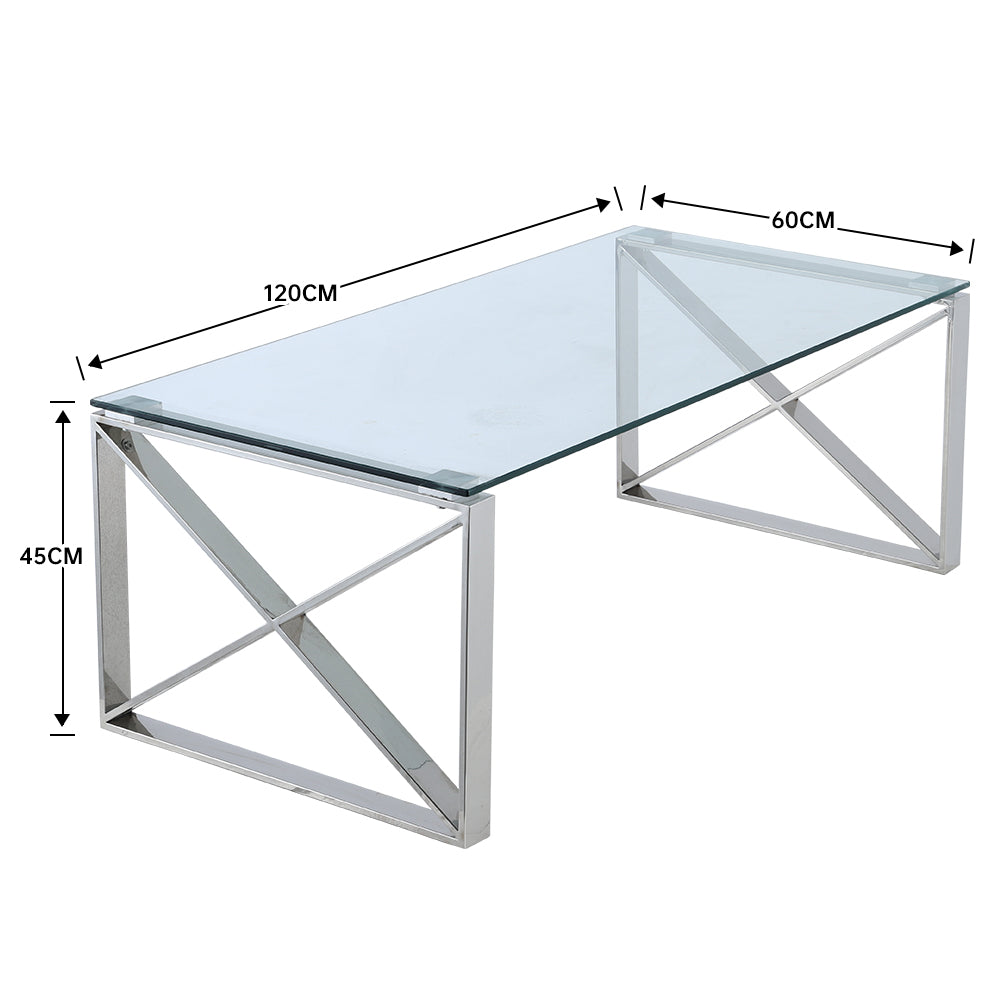 New Modern Tempered Glass End Table with Chrome Base