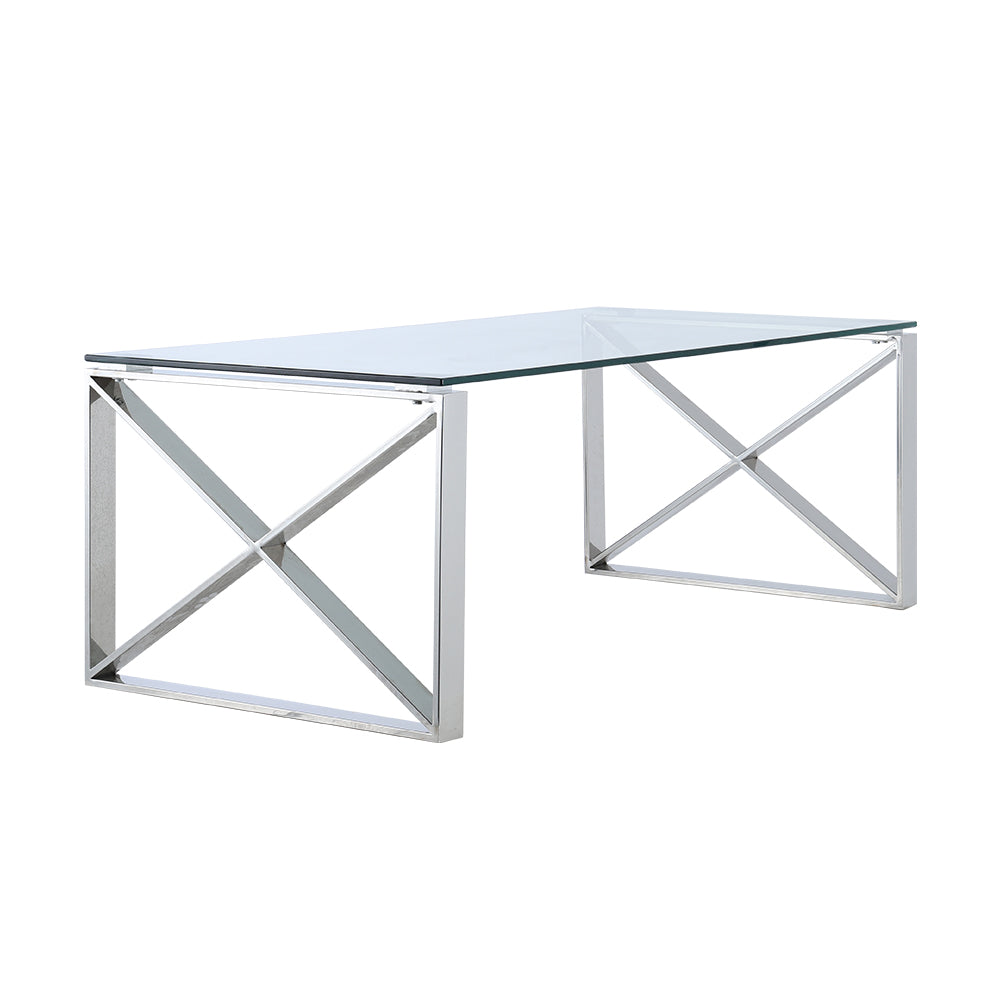 New Modern Tempered Glass End Table with Chrome Base