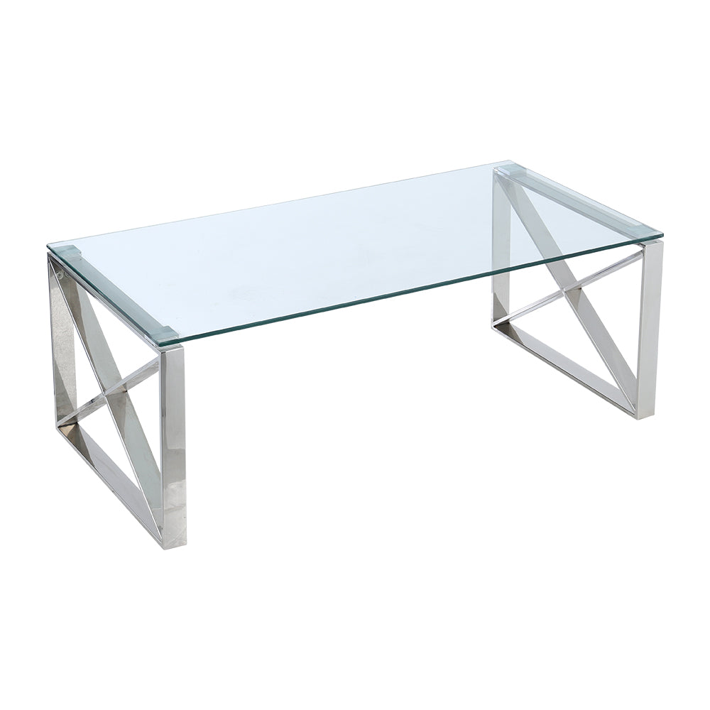 New Modern Tempered Glass End Table with Chrome Base