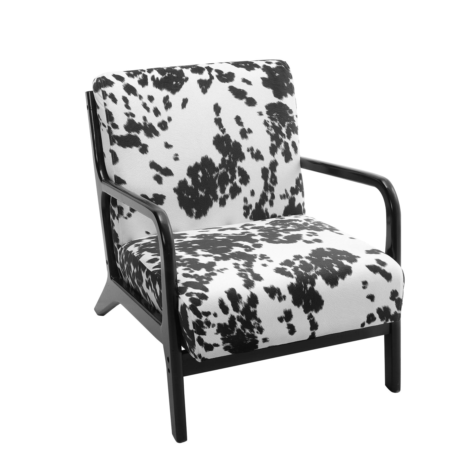 New Cow Print Velvet Upholstered Armchair