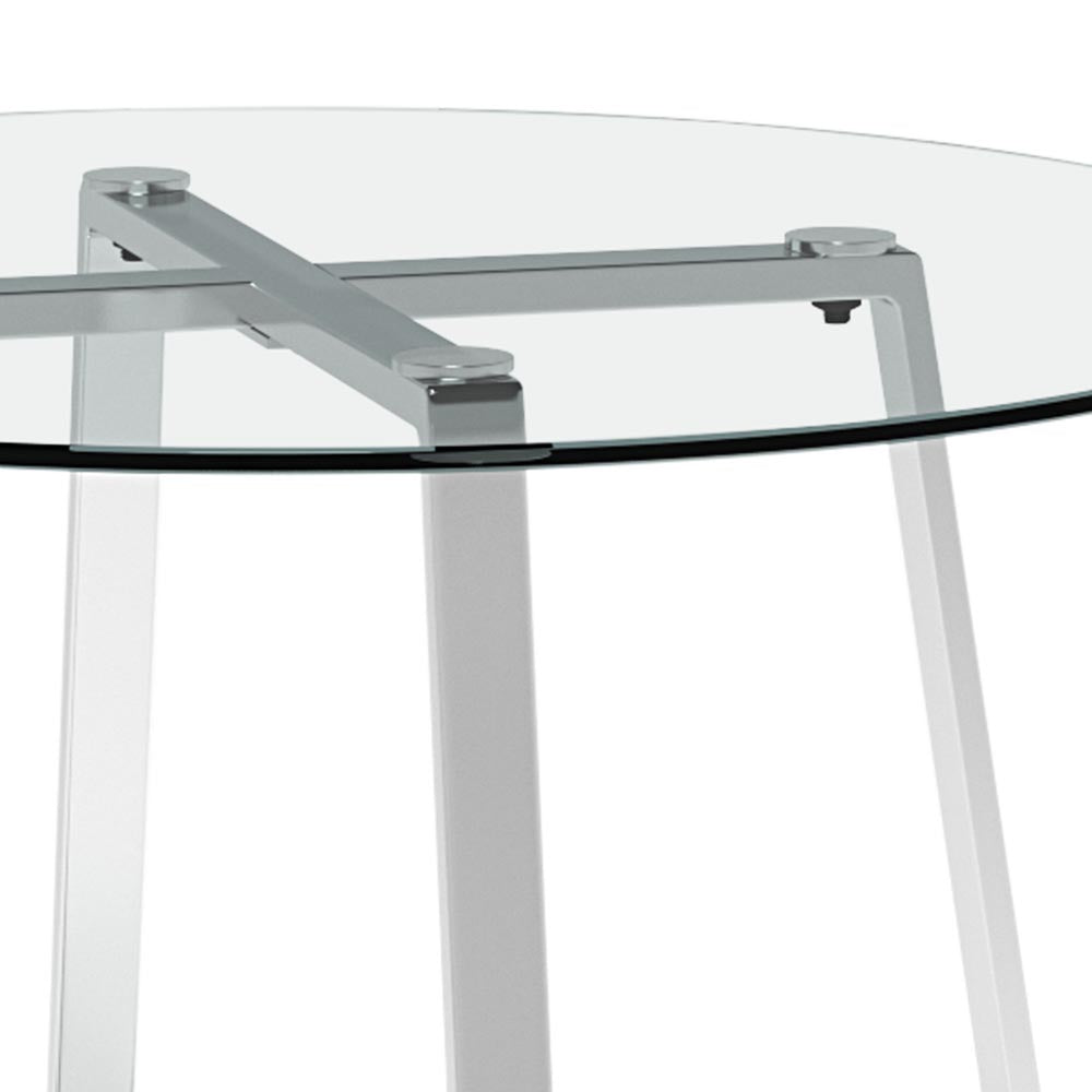 New Modern Round Dining Table with Tempered Glass Top