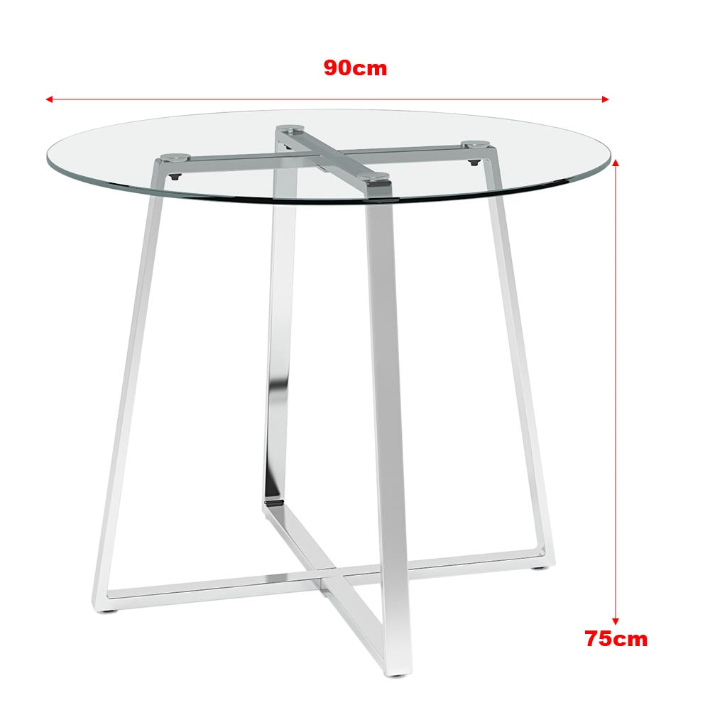 New Modern Round Dining Table with Tempered Glass Top