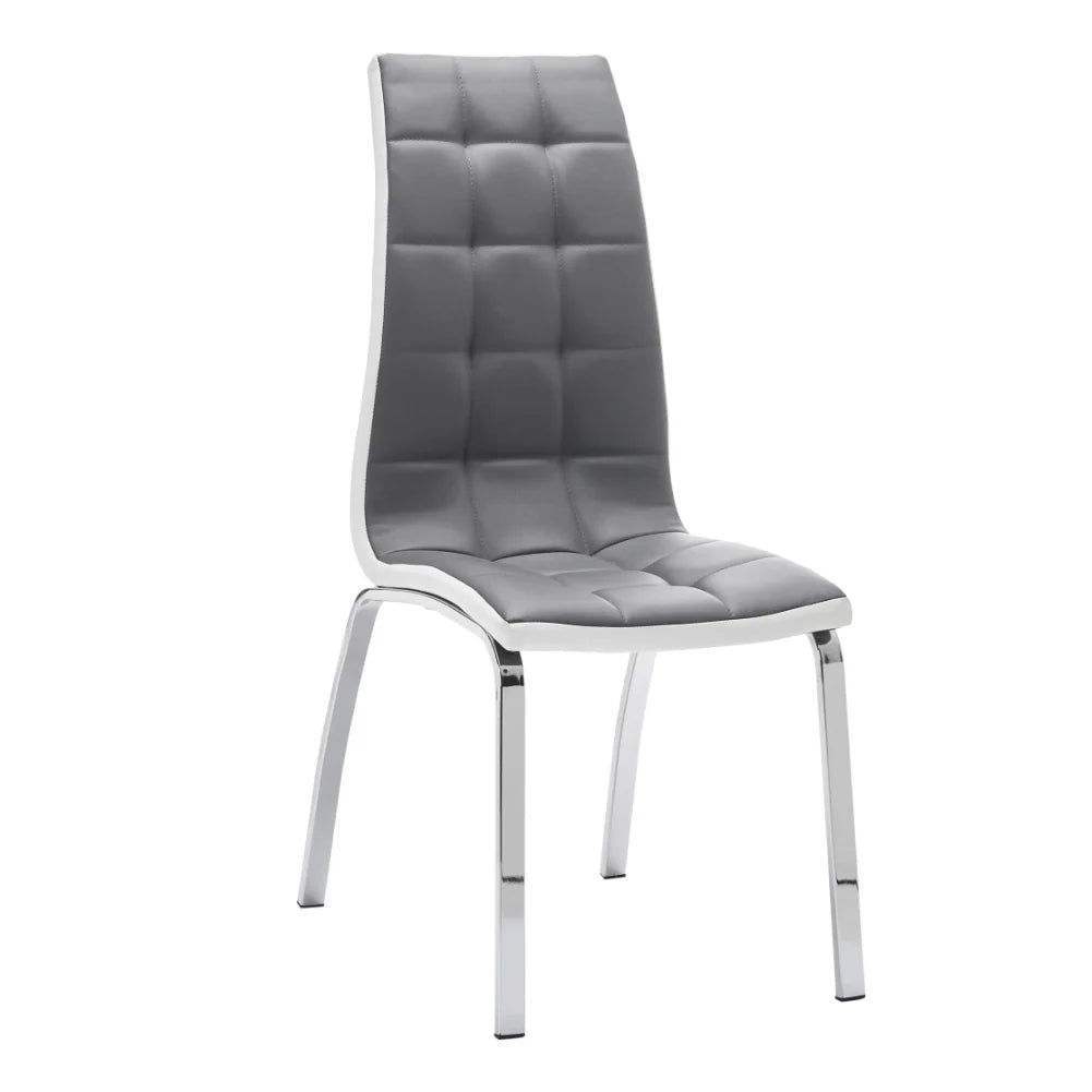 Grey Faux Leather Dining Chair with Metal Legs 1PC