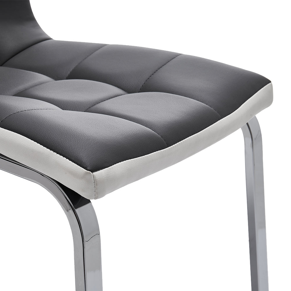 New Grey Faux Leather Dining Chair with Metal Legs 1PC