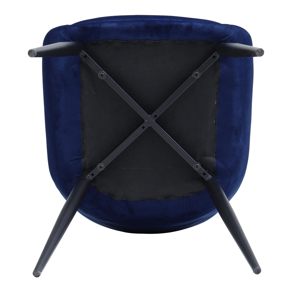 New Blue Velvet Metal Legs Button Upholstered Dining Chair 1PC