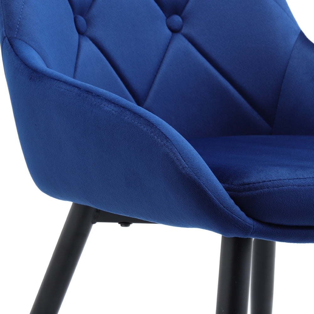 New Blue Velvet Metal Legs Button Upholstered Dining Chair 1PC