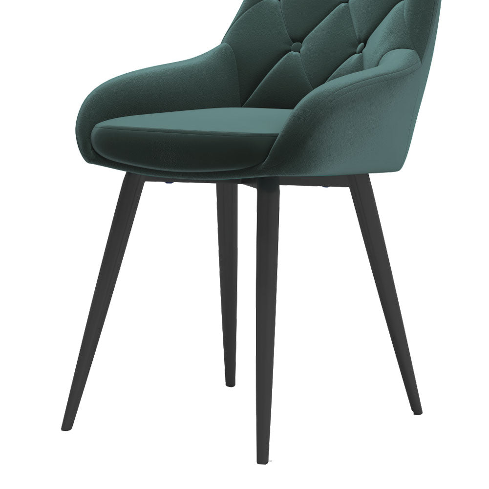 New Velvet Metal Legs Button Upholstered Dining Chair