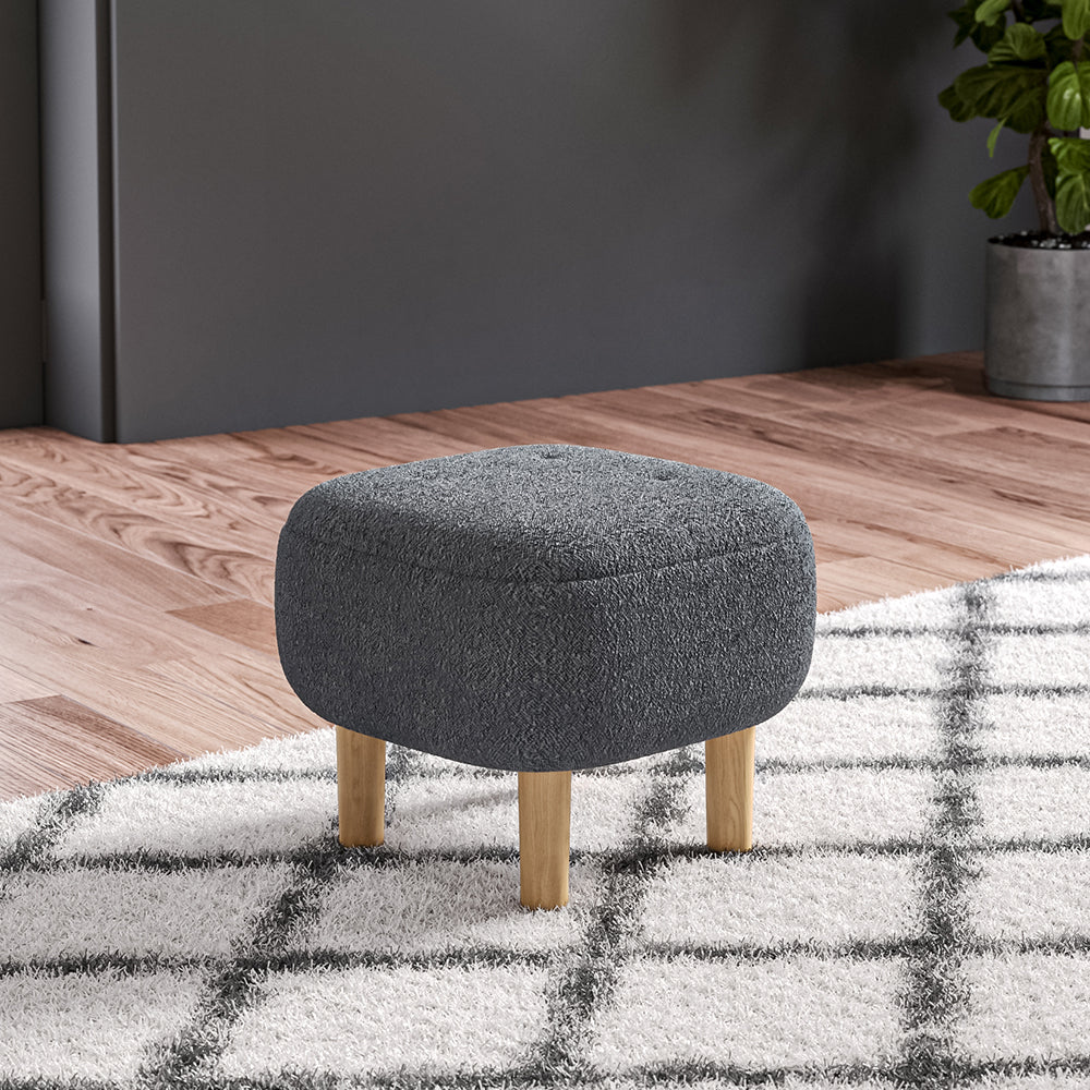 Footstool Pouffe Stool with Wooden Legs Grey