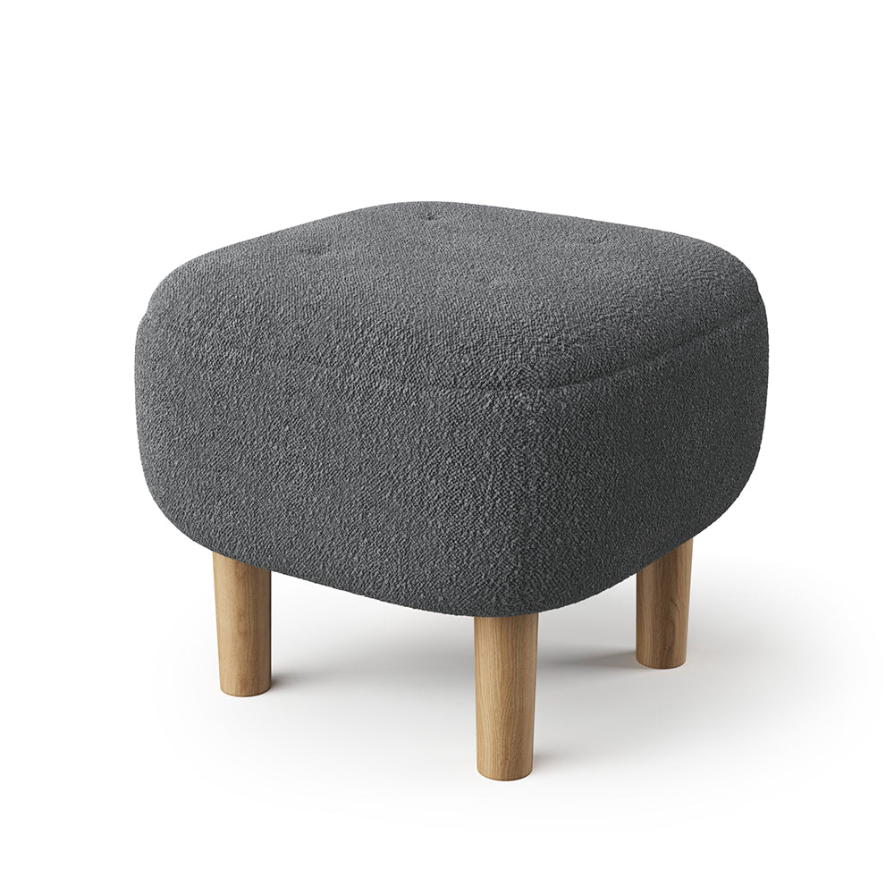 Footstool Pouffe Stool with Wooden Legs Grey