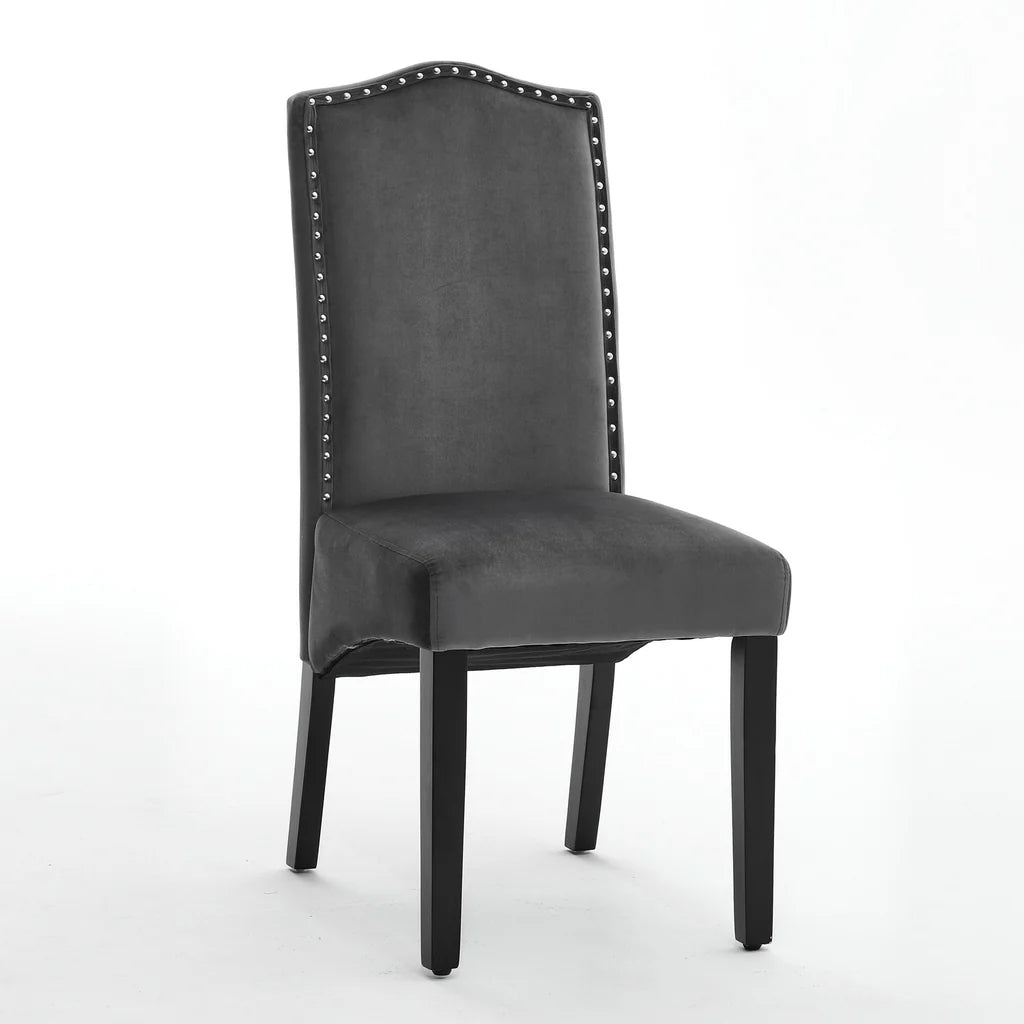 NEW Dark Grey Velvet High Back Dinning Chair 1PC