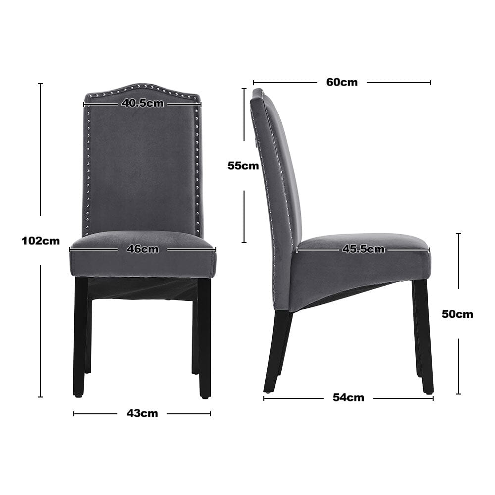 NEW Dark Grey Velvet High Back Dinning Chair 1PC