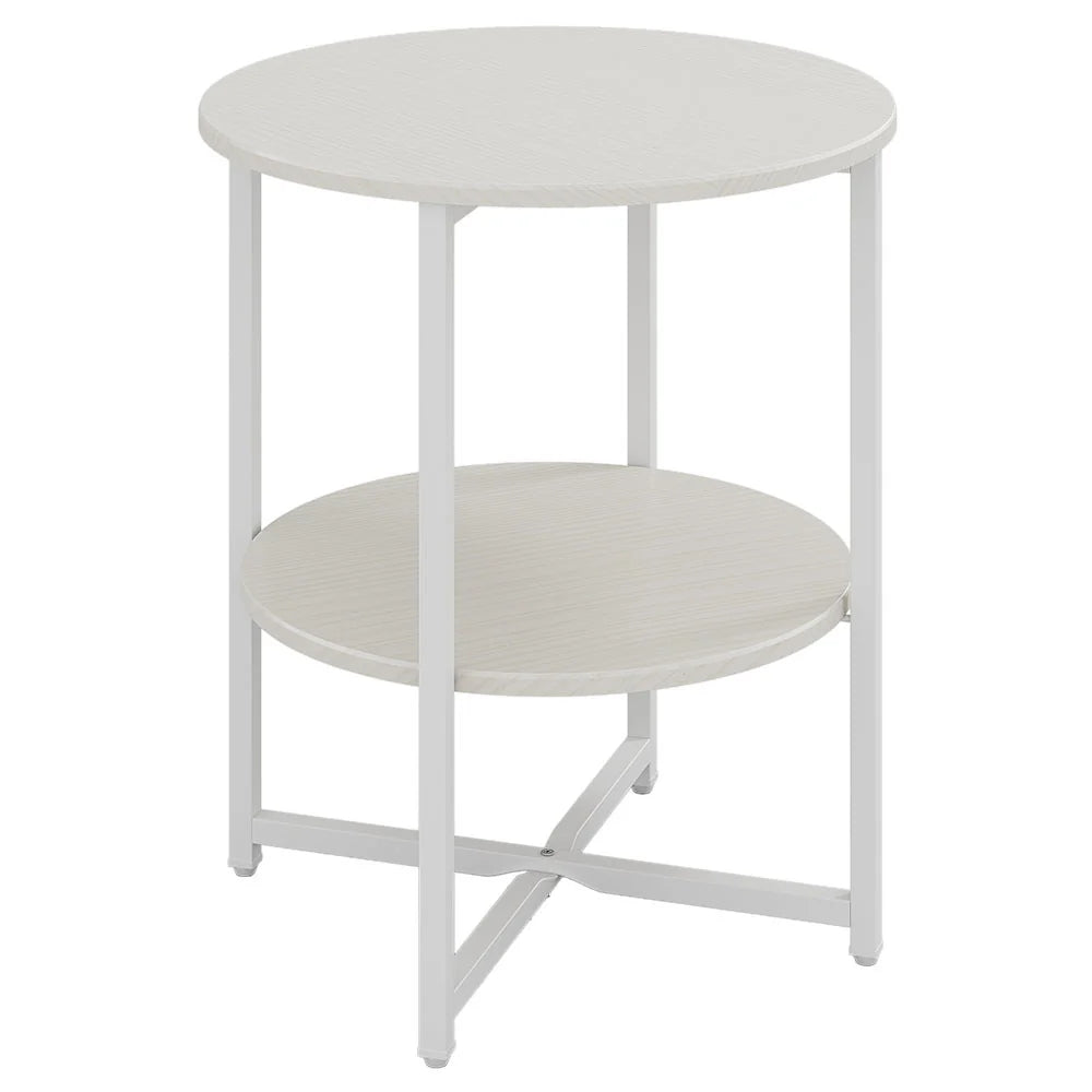 Small Round Coffee Table with 2 Tier White