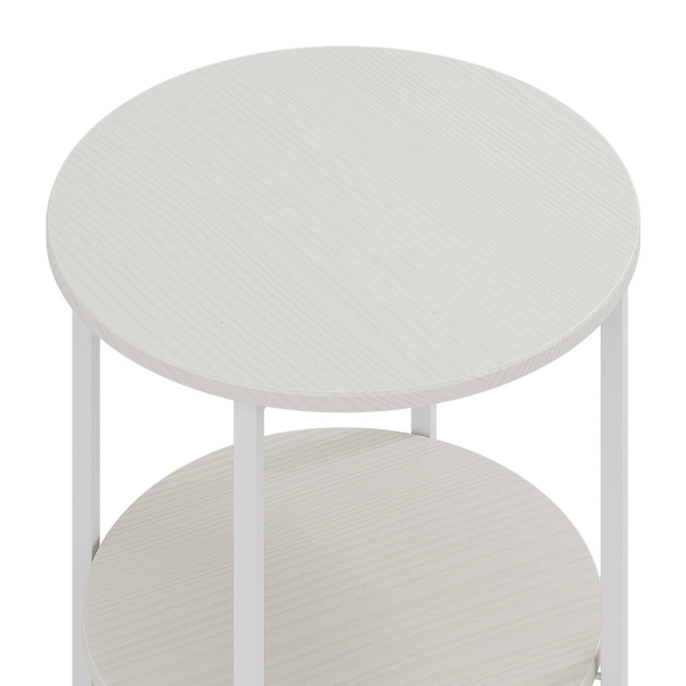 Small Round Coffee Table with 2 Tier White