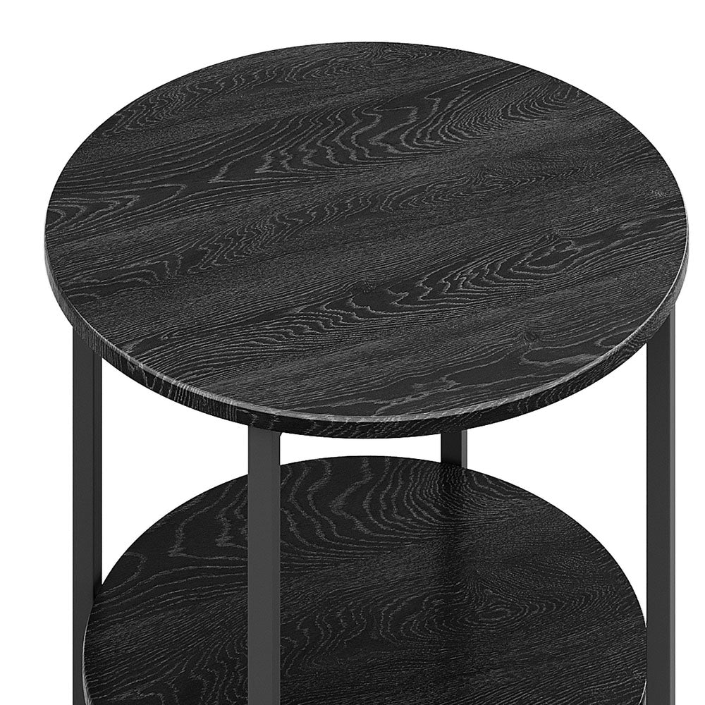 Small 2 Tier Round Coffee Table Side Table Black