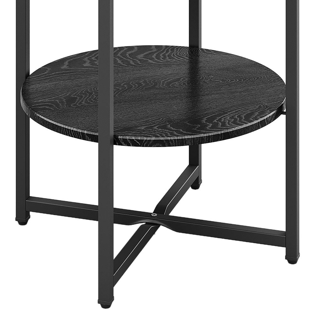 Small 2 Tier Round Coffee Table Side Table Black