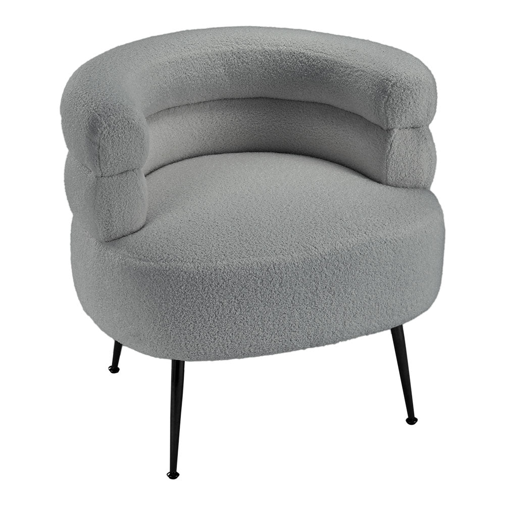 Grey Curved Upholstered Single Sofa Accent Chair