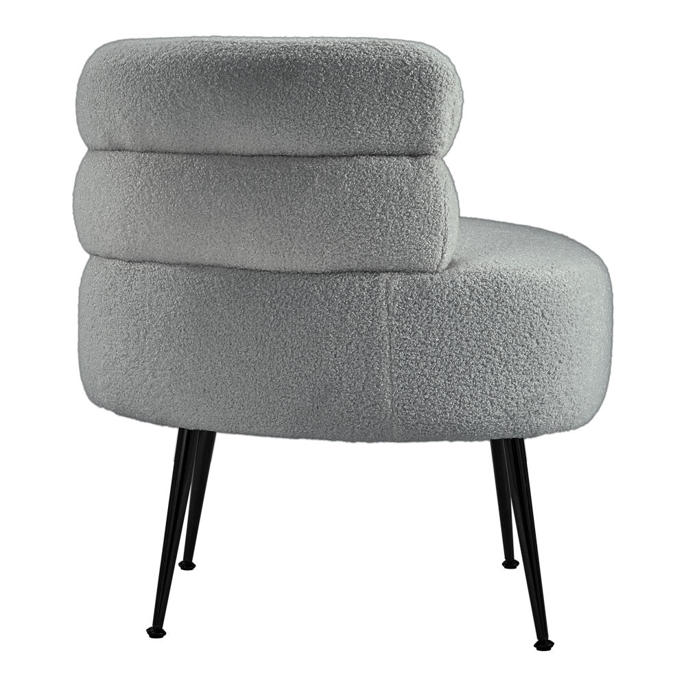 Grey Curved Upholstered Single Sofa Accent Chair