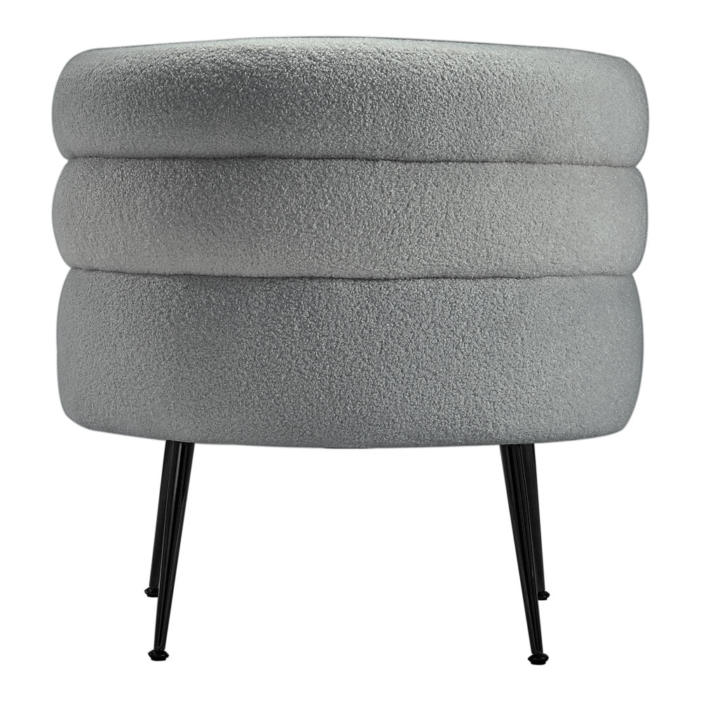 Grey Curved Upholstered Single Sofa Accent Chair