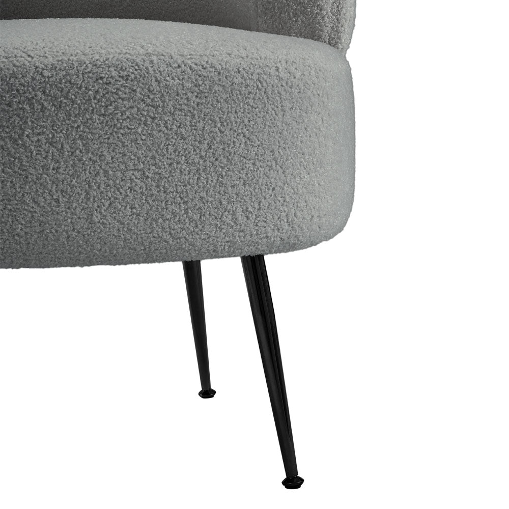 Grey Curved Upholstered Single Sofa Accent Chair