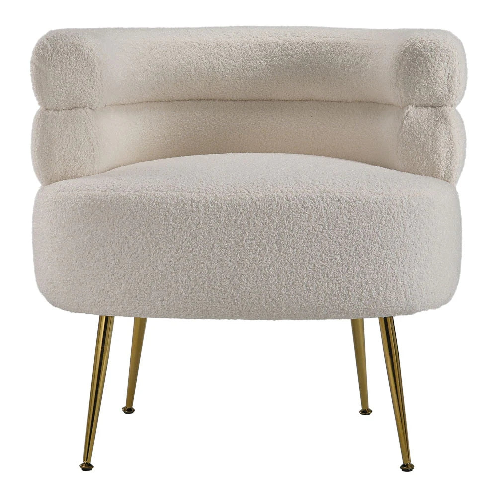 New Cream Boucle Teddy Fur Single Sofa Accent Chair