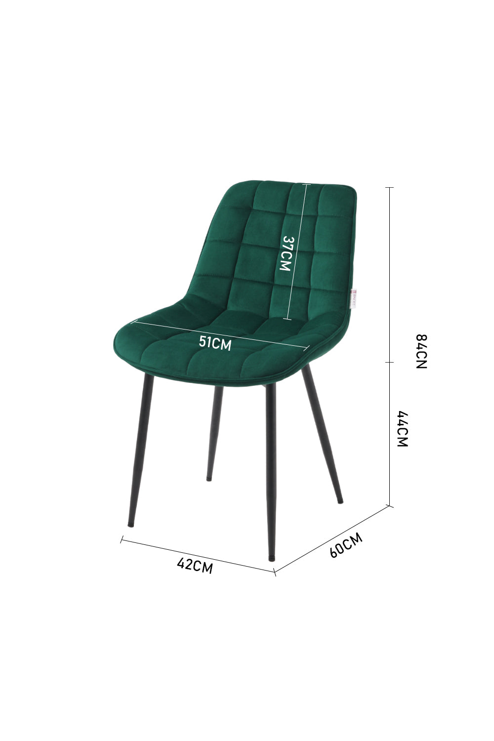 NEW Green Velvet Upholstered Dining Chair with Metal Legs 1PC