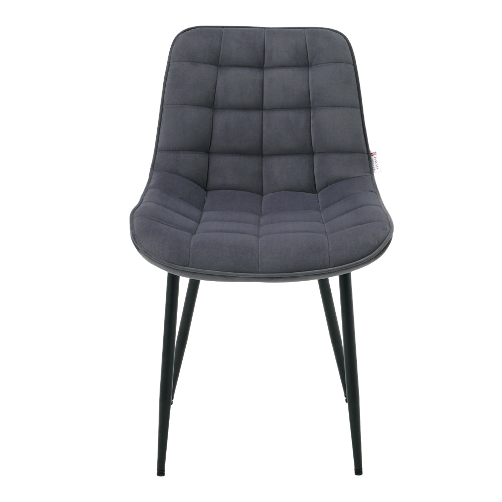 New Grey Velvet Upholstered Dining Chair with Metal Legs 1PC
