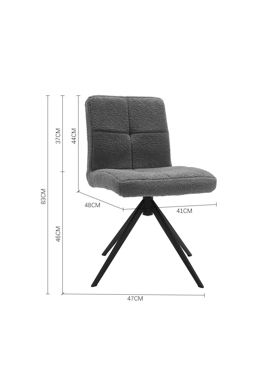 New Set of 2 Teddy Upholstered Swivel Dining Chairs Grey
