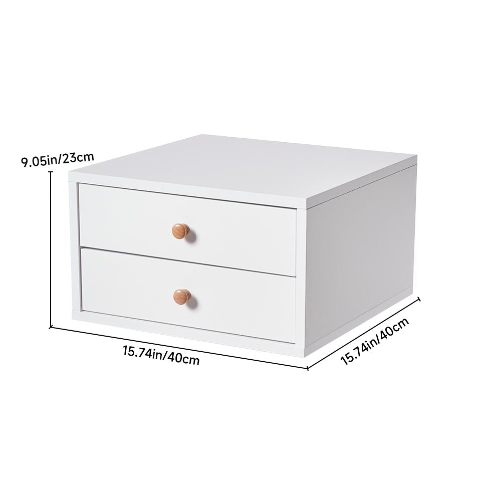 Wall Mounted Floating Bedside Table with 2 Drawers White