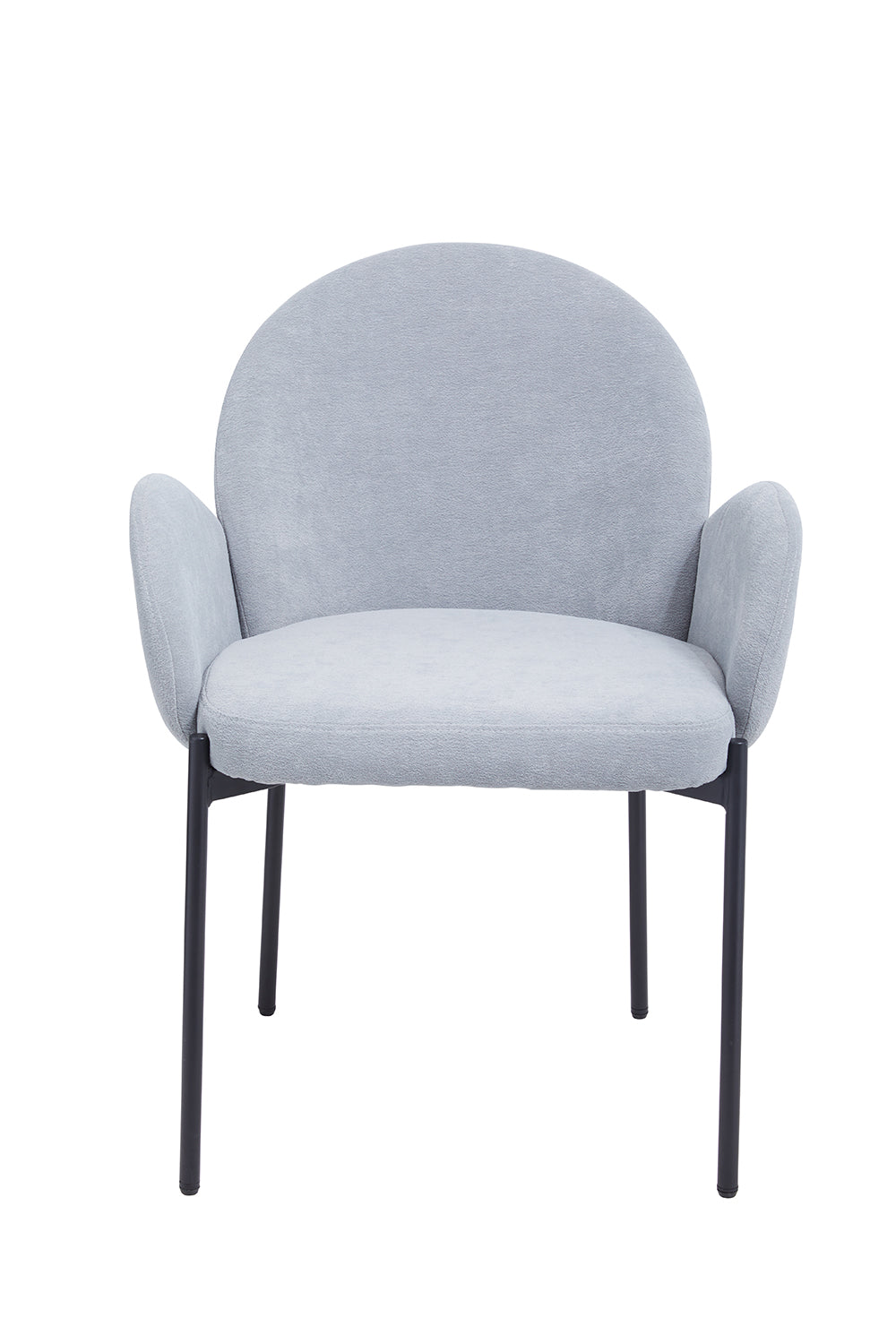 New Set of 2 Teddy Fleece Upholstered Dining Chairs with Armrest and Adjustable Foot Pads Grey