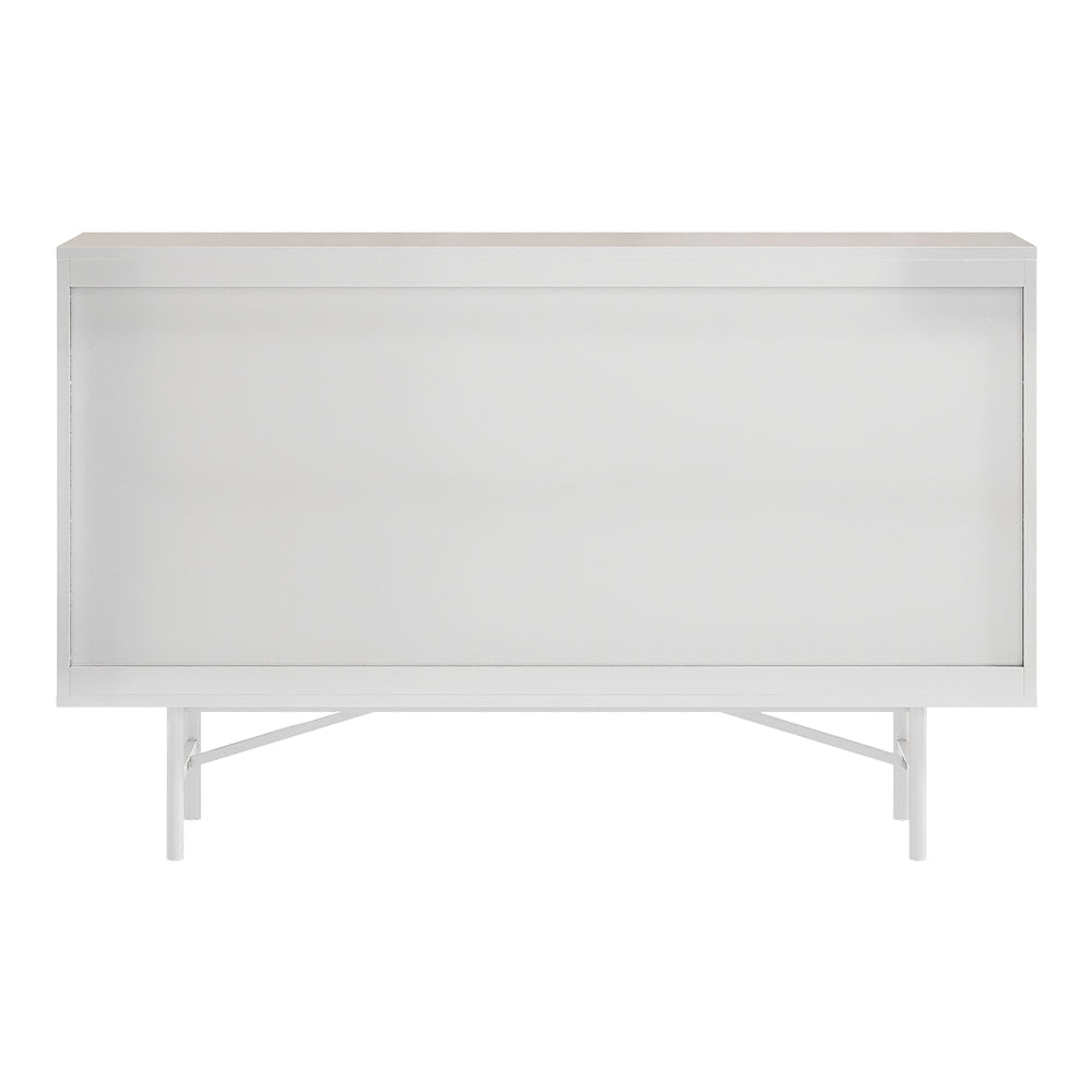 White Wavy Grain Striped Chest of Drawers Sideboard