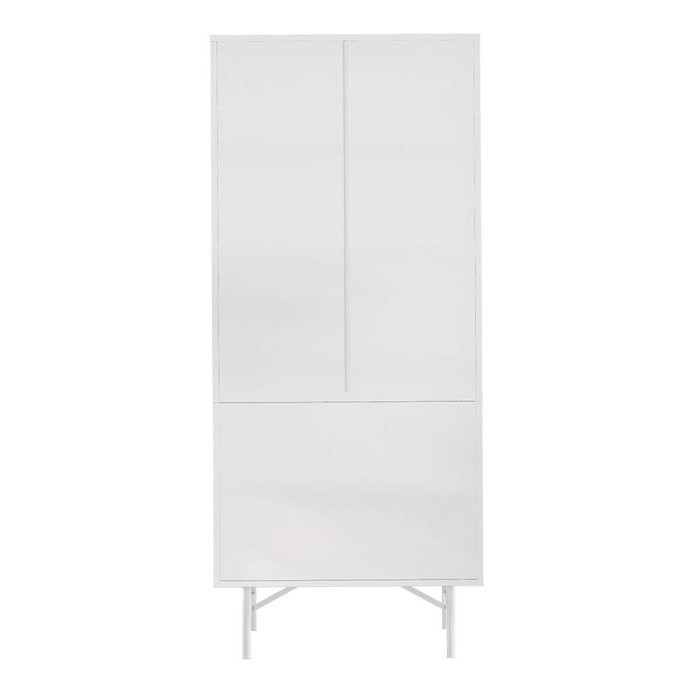 White Wavy Grain Striped Wardrobe Storage Cabinet