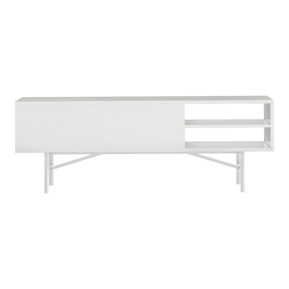 White Wavy Grain Striped Wooden TV Stand