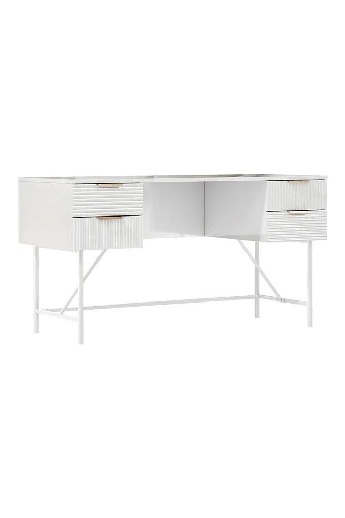 White Wavy Grain White Striped Study Office Desk